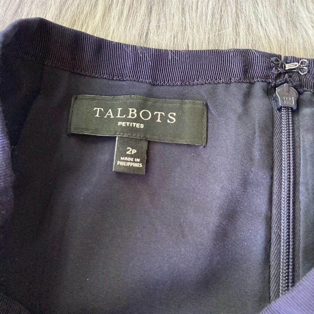 Talbots Petite Sz 2P Pencil Skirt Lined Red Navy Blue Knit Straight Career Work - Picture 5 of 12